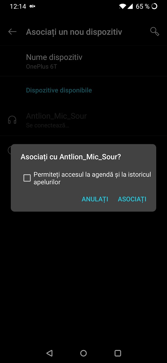 Screenshot conexiune microfon Antlion Audio ModMic Wireless