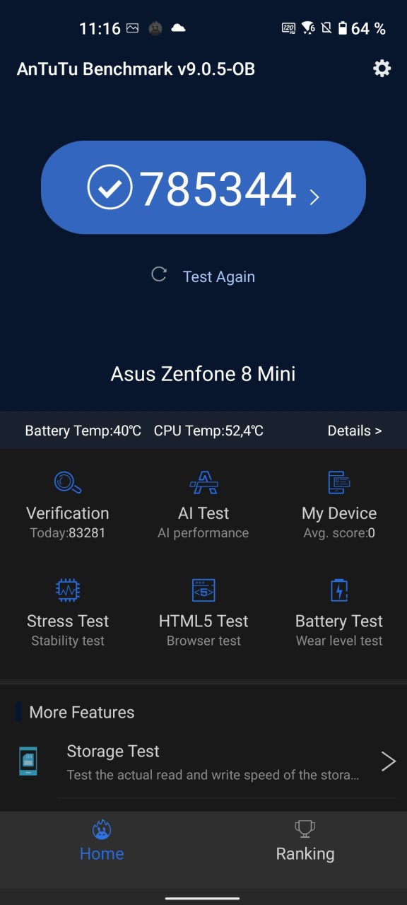Teste benchmark ASUS Zenfone 8