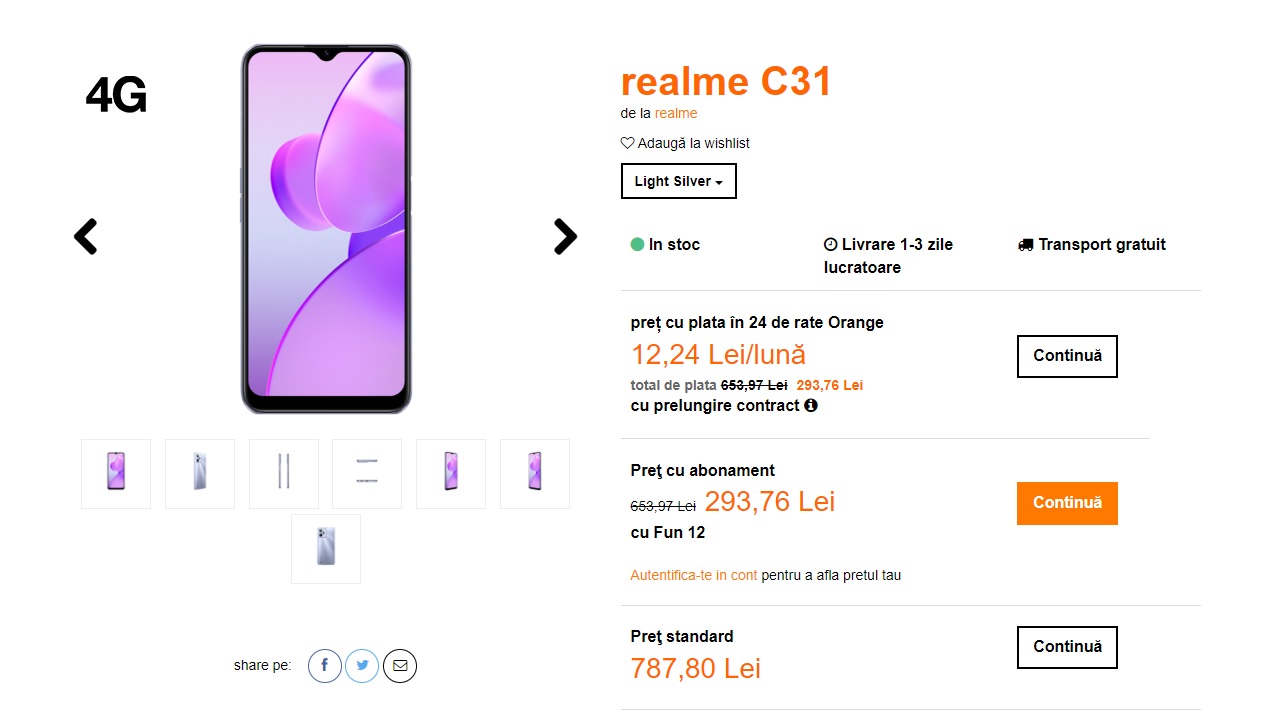 Realme C31 in oferta Orange