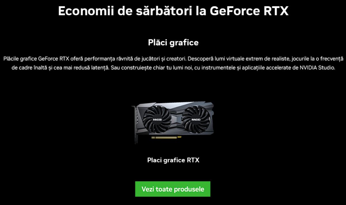 Campanie promoționala placi video NVIDIA GeForce RTX 30 la PC Garage