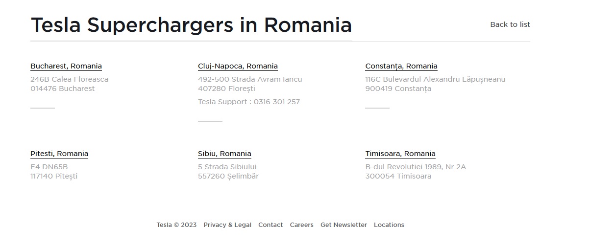 Staţiile de încărcare Tesla Superchargers din România vor fi contra cost începând cu 9 martie