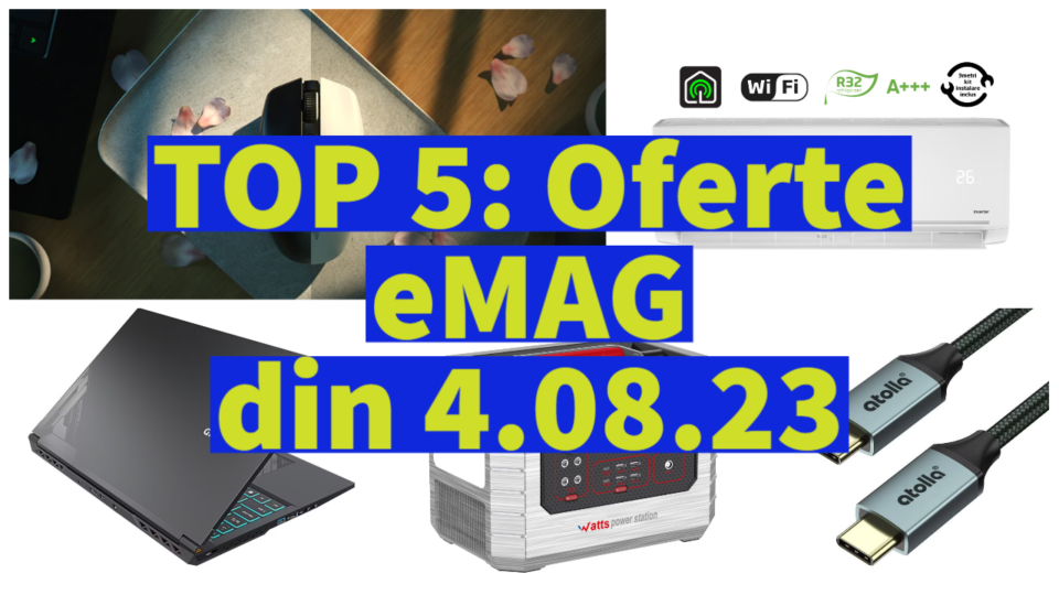 TOP 5: Oferte eMAG din 4.08.23 (aparat de aer condiționat BEKO cu Wi-Fi, mouse de gaming RAZER și notebook Gigabyte cu raport preț / specificații interesant etc)