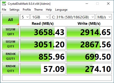Balaur Epic Powered by AMD vine cu un SSD spațios (Kingston NV2 2TB PCI Express 4.0 x4 M.2 2280) și destul de rapid chiar și pentru 2023