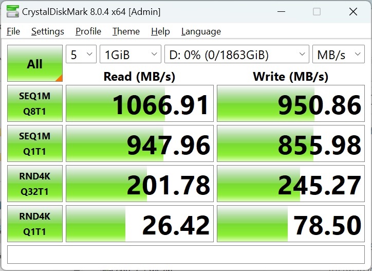 Teste benchmark SSD extern Kingston XS1000