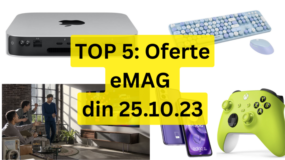 TOP 5: Oferte eMAG din 25.10.23 (televizor LG OLED de 164 cm cu recenzii excelente, smartphone mid-range bun, cea mai bună soluție de editare foto și video pentru studenți etc