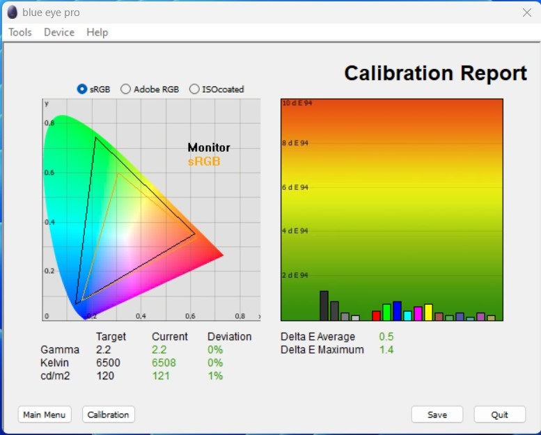 Test culori dupa calibrare monitor BenQ PD3420Q