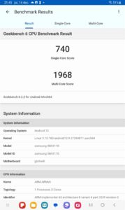 Teste benchmark Samsung Galaxy Tab A9
