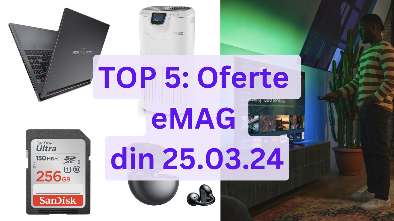 TOP 5 Oferte eMAG din 25 03 24 laptop MSI cu logo AMG și reducere de