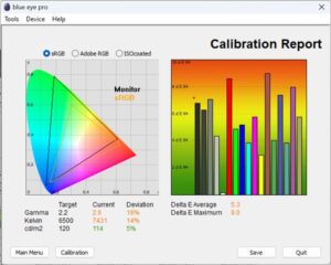 Test culori mod Default - DCI-P3 ecran laptop ASUS ROG Zephyrus G16 GA605