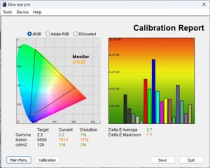 Test culori mod Default - Display P3 ecran laptop ASUS ROG Zephyrus G16 GA605