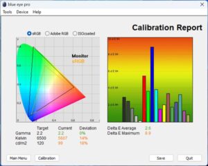 Test culori mod Eye Care ecran laptop ASUS ROG Zephyrus G16 GA605