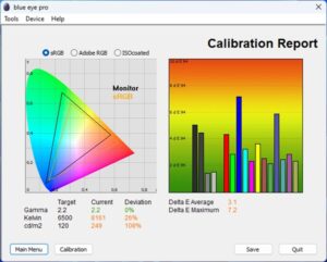 Test culori mod Professional - sRGB monitor gaming MSI MAG 274QRF QD E2