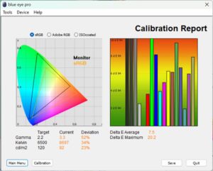 Test culori mod CAD-CAM monitor BenQ PD2705UA