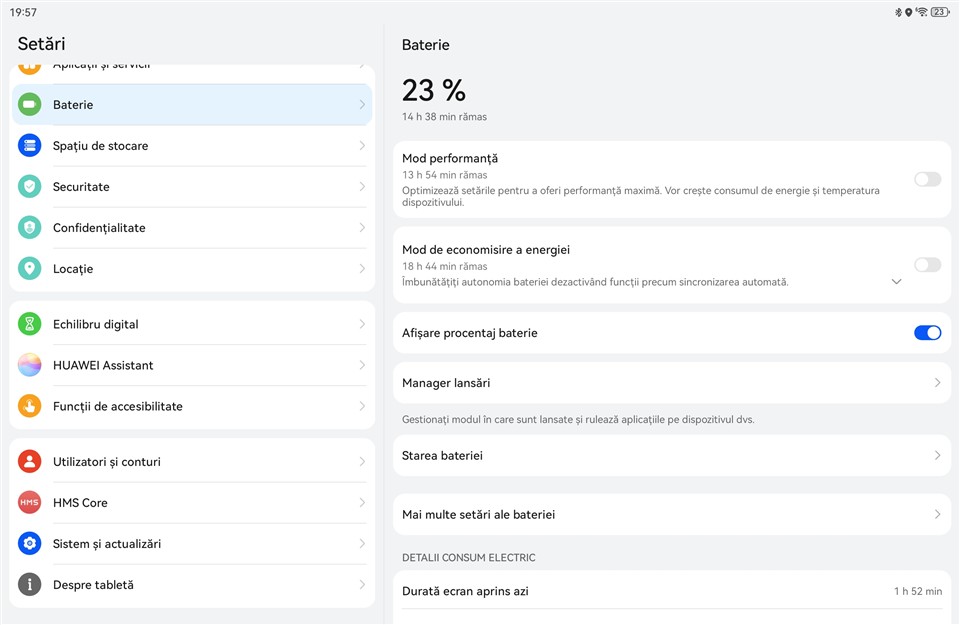 Autonomie tableta Huawei MatePad 11.5 2025 PaperMatte Edition