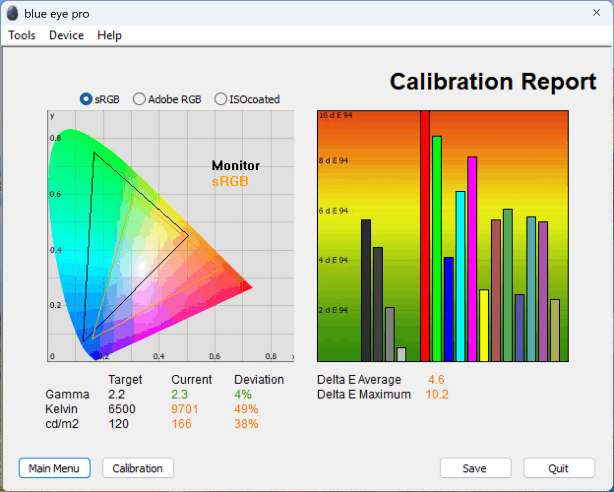 Test culoare mod Movie televizor Samsung OLED Vision AI 77S95F