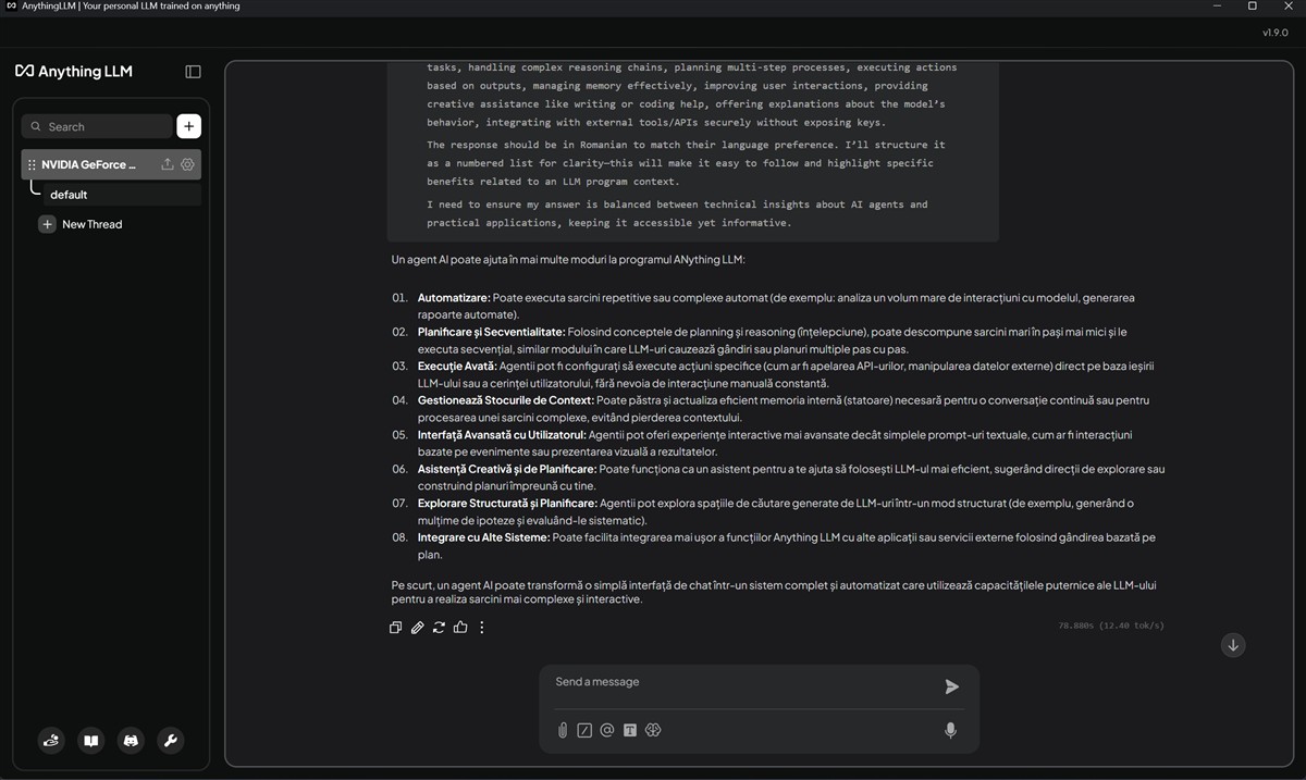 AnythingLLM cu NVIDIA NIM pe laptop cu NVIDIA GeForce RTX 5080