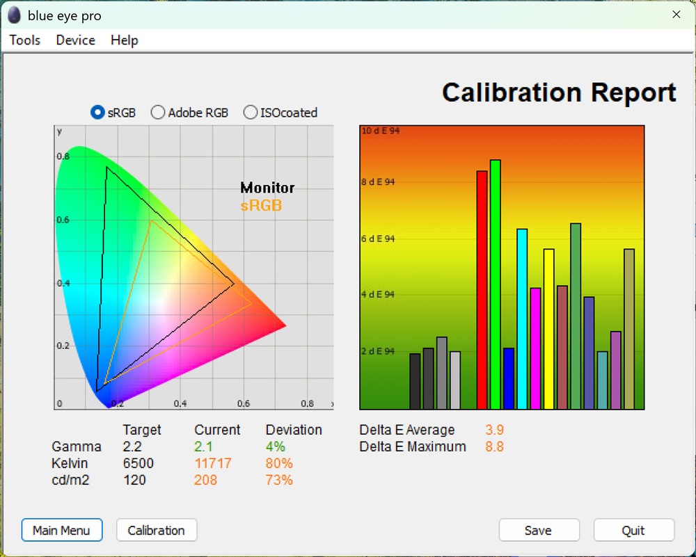 Test culori mod Graphic televizor Samsung Neo QLED AI Vision QE65QN90F