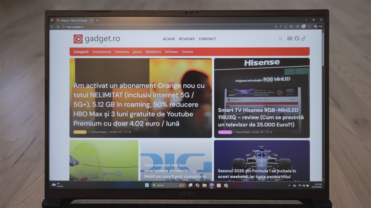 Laptop GIGABYTE AERO X16 Copilot+ PC (EG61H) - review