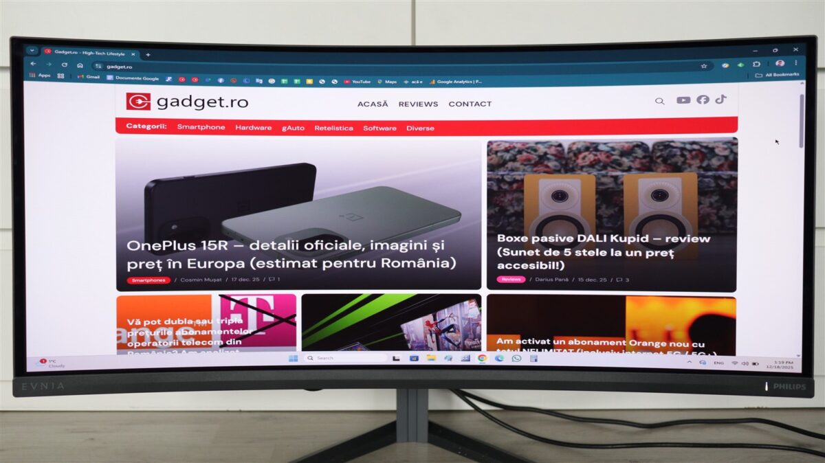 Monitor curbat de gaming QD-OLED Philips Evnia 34M2C6500 - review