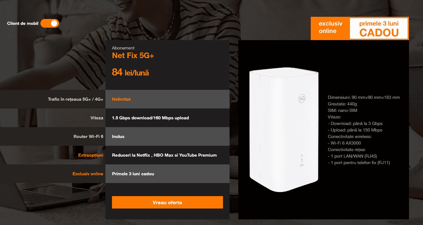 Net Fixer Orange Net Fix 5G+, prima soluţie de internet fix 5G+ pentru acasă fără ...