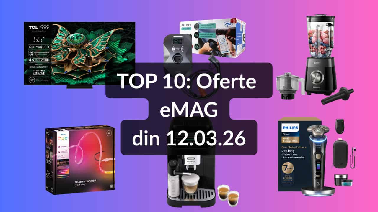 Mini Emag TOP 10: Oferte eMAG din 12.03.26 (cel mai ieftin televizor QD-Mini LED ...