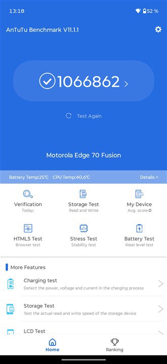 Teste benchmark Motorola Edge 70 Fusion