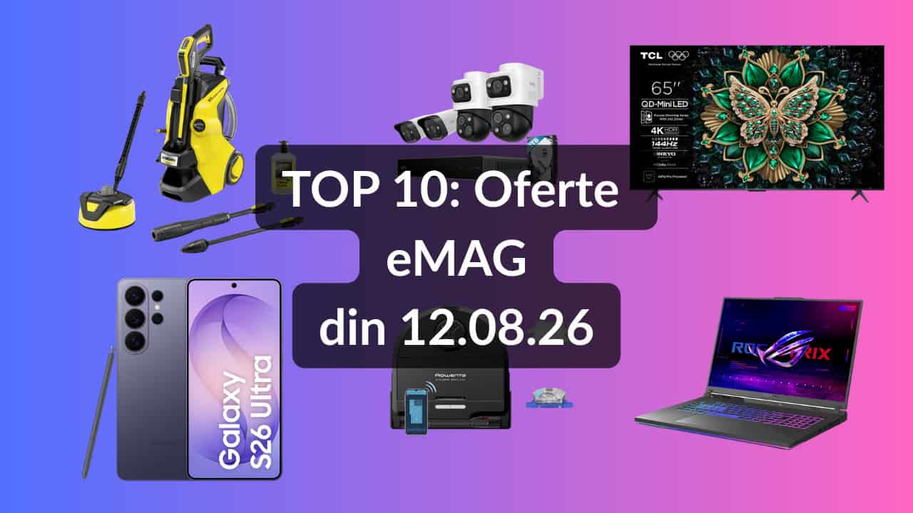TOP 10: Cel mai bun aparat de spălat cu presiune Karcher, laptop de gaming cu display de 18 inci și grafică NVIDIA GeForce RTX 5070 și TGP de 115W, televizor cu panel QD-MiniLED de 164 cm și preț sub