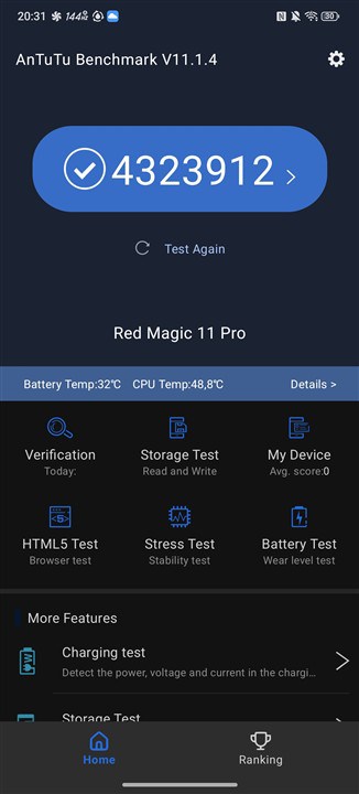 Test benchmark AnTuTu pe REDMAGIC 11S Pro
