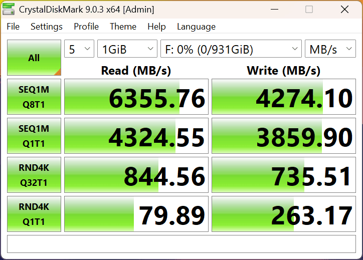 Teste benchmark SSD ADATA Legend 860 1TB